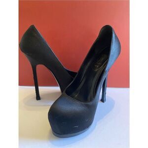 🛍️ Yves Saint Laurent Authentic Black Satin Tribtoo 80 Heels Size 36.5